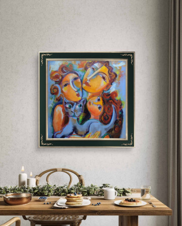 Família com Gato R$2.500,00 Acrilíco 75x70 cm.